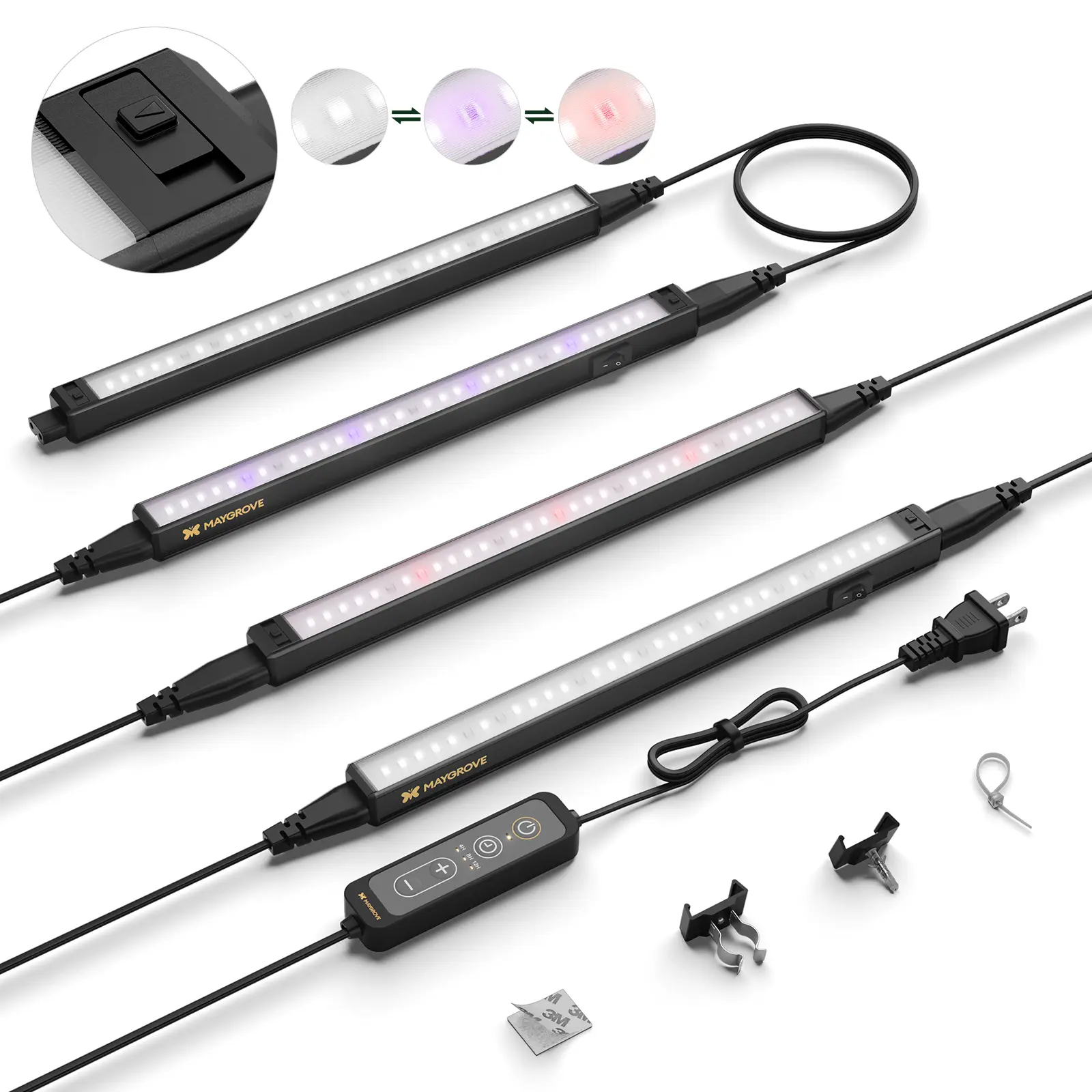 Plant Grow Light 1ft/2ft, Tunable Full Spectrum LED Grow Light Strips 28W/60W, T5 Growing Lamp with Timer & Dimming Controller for Indoor Plants, Greenhouse, High PPFD