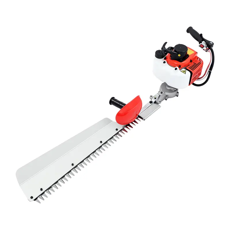 SHANGMAKEL Model 7510 22.5cc Gas Hedge Trimmer - 0.65kW, 70cm Single-Edged Blade, Hand Pull Start, Aluminum Body, Grass Cutting Tool, Handheld Grass Trimmer, Full Set Tools for Home Gardeners, Shrub Trimming, Red Black Silver
