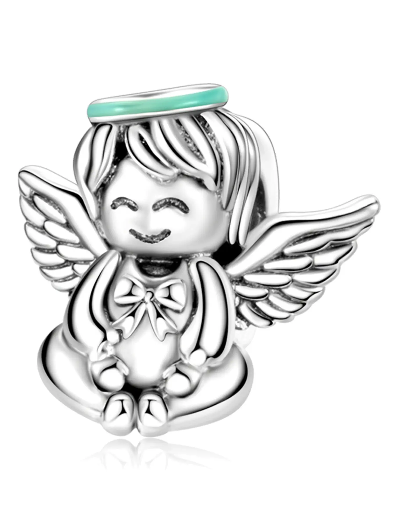 Copper Plated Silver Angel Charm Bead, Cute Guardian Design, All-Over Print, Perfect Gift for Friends, Suitable for All Seasons