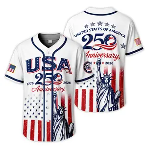 USA 250 Years Celebration Baseball Jersey Shirt, 1776 2026 Patriotic Shirt, American Baseball Jersey Summer Shirt