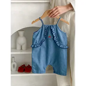 Baby Denim Overalls, Casual Sleeveless Jumpsuit for Girls, Kids Summer Clothes