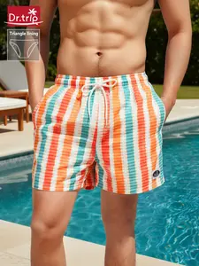 Men's Beach Shorts, Loose Fit Mesh Triangle Lining, Quick-Dry Swim Trunks, Casual Three-Quarter Length, Breathable and Comfortable, Swimming Shorts