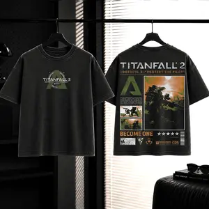 Titan Fall 2 Game Washed T-shirt, Tank Top, Sweatshirt, Hoodie Casual graphic tee lover game acid wash, Fabric, Menswear Top Graphic Hoodie Print Straight Tee Streetwear