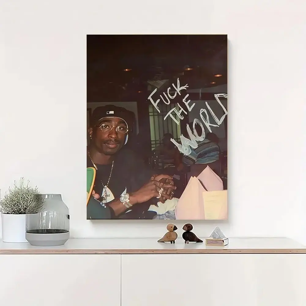 Vintage Hip-Hop Canvas Print, Classic Tupac-Themed Home Decor Poster, Trendy Wall Decoration for Living Room & Kitchen, Artistic Wall Art Photo