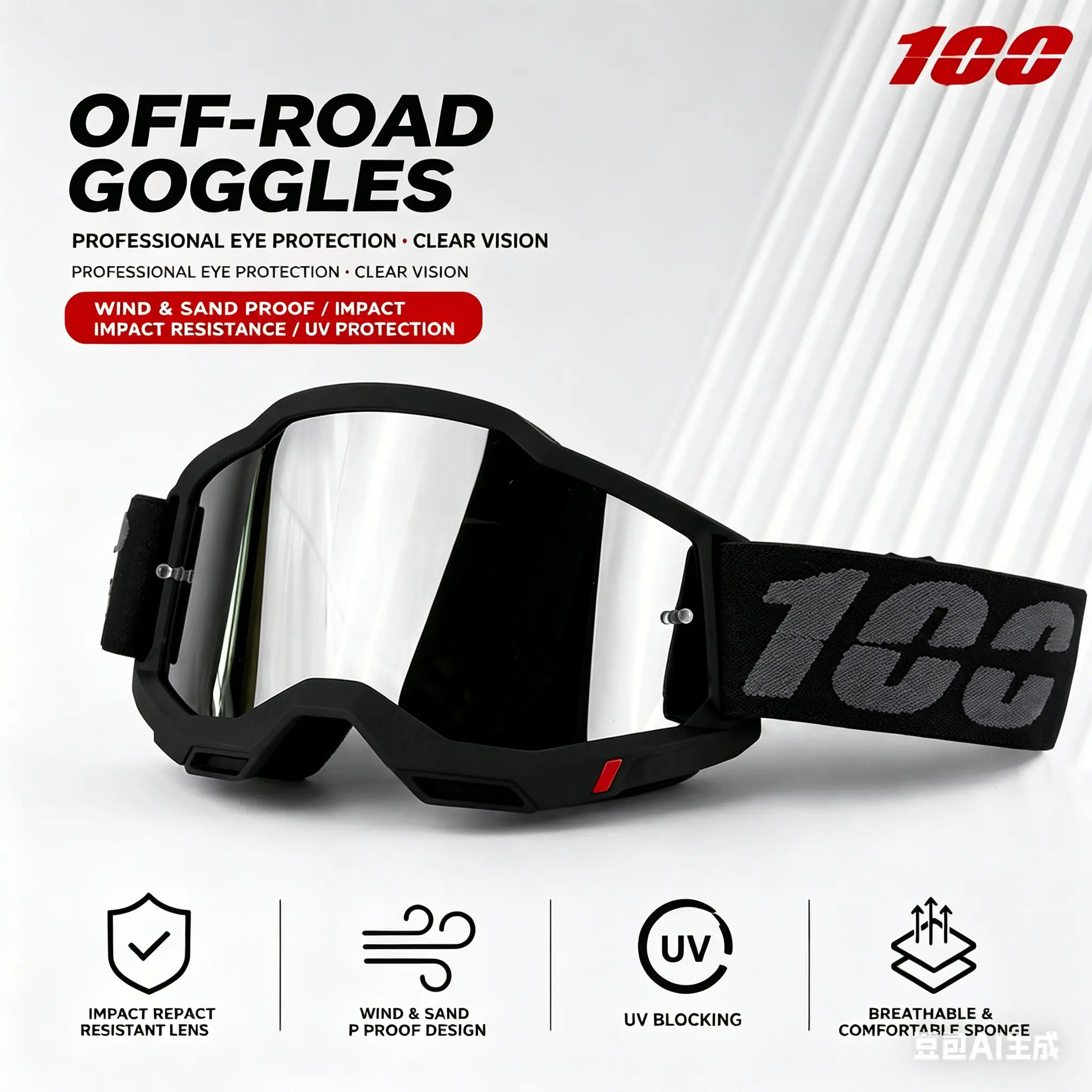 Windproof Dustproof Moto Goggles, Motocross Goggles, Dirt Bike Goggles, Unisex Motorcycle Sunglasses, MTB Atv Skiing Cycling Racing, Off-Road Sports Eye Protection, Motorcycle Protective Gear