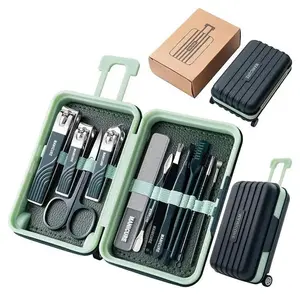 12pcs Nail Care Kit with Travel Case - Modern Style Metal Toenail Clippers Set with Straight Blades, Unscented Personal Grooming Tools for Home Use Manicure Cutics