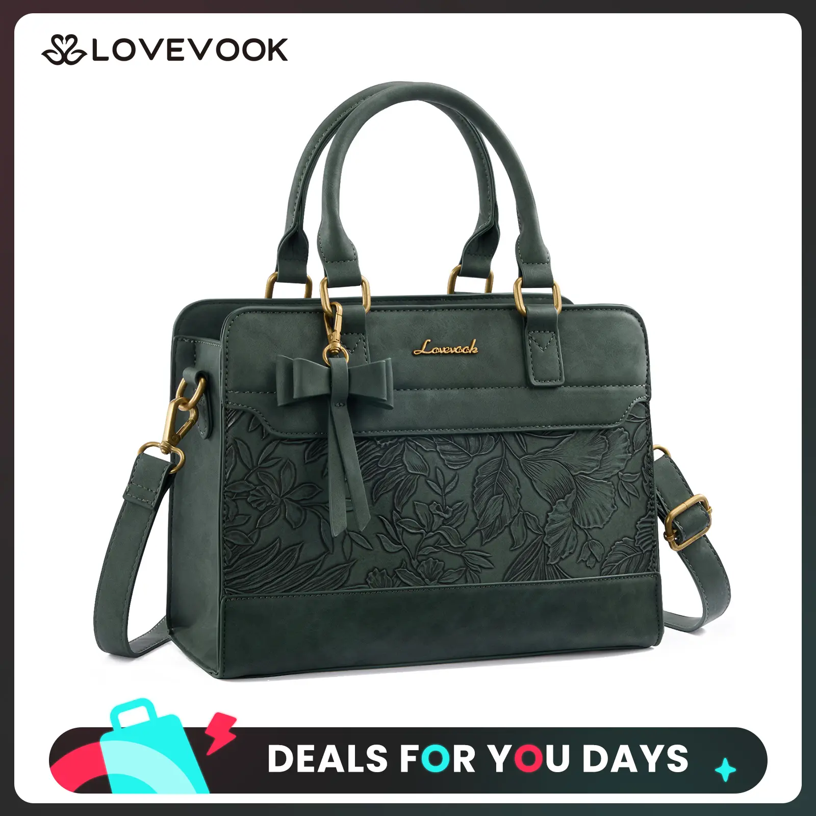 LOVEVOOK 11.5inch Small Handbag for Women, PU Leather Tote Bag, Bow-decorated Wallets, with Adjustable and Detachable Shoulder Straps, Satchel Shoulder Crossbody with Zipper,Perfect Gift Choice