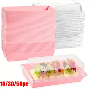 10/30/50pc Rectangular Dessert Boxes with Clear Lids, Durable Plastic Mini Cake Containers for Cookies, Sandwiches, and Desserts, Ideal for Parties, Weddings, and Picnics, Bakeware