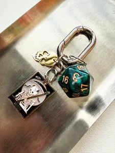 #therockcandy Original Handmade Tarot Major Arcana Death Skull Dice Fashionable Alloy Keychain For Bags, Unique Valentine's Day & New Year Gift