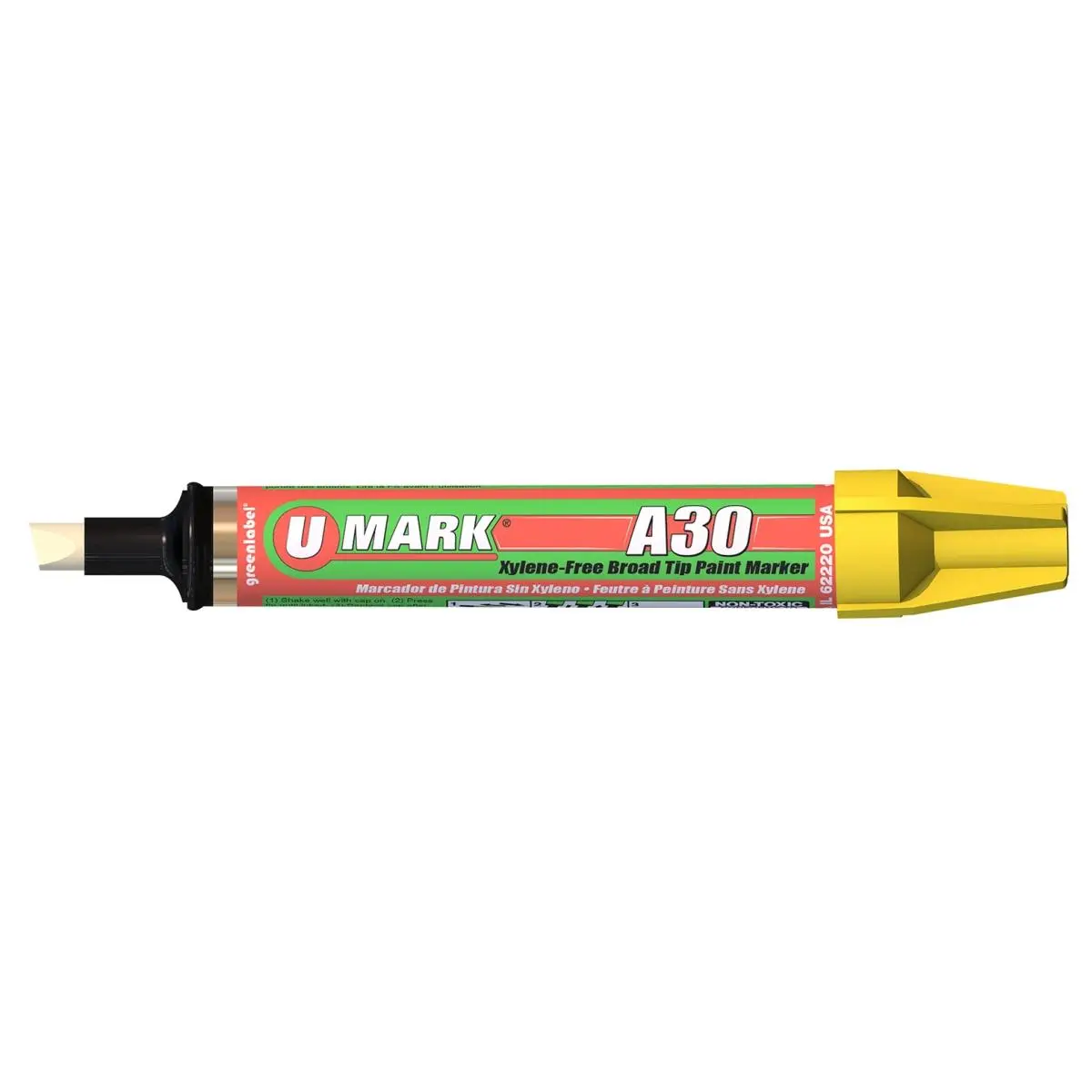 212 MAIN U-Mark A30 Broad Tip Yellow Permanent Marker - 6 per Box, Office Stationery for Computers & Office Equipment Writing Needs