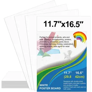 25 count Poster Board 11.7 x 16.5 Inches White Poster Board Paper Bulk,  250 GSM Thickness Vision Board Blank Graphic Display Posterboards for Drawing Artwork School Arts Crafts Projects