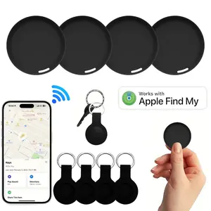 Air Tag Tracker with Case, 1/2/4 Pack, 2-Color Silicone Case, Key Finder for Apple Find My iOS, Smart GPS Tag for Luggage Bags Keys Pets