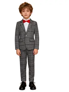 Boys' Formal Suit Set, Jacket Pants Bow Tie Three-Piece (no Shirt), Suitable for Special Occasions & Daily Wear, Fashionable Young Men Style Blazer