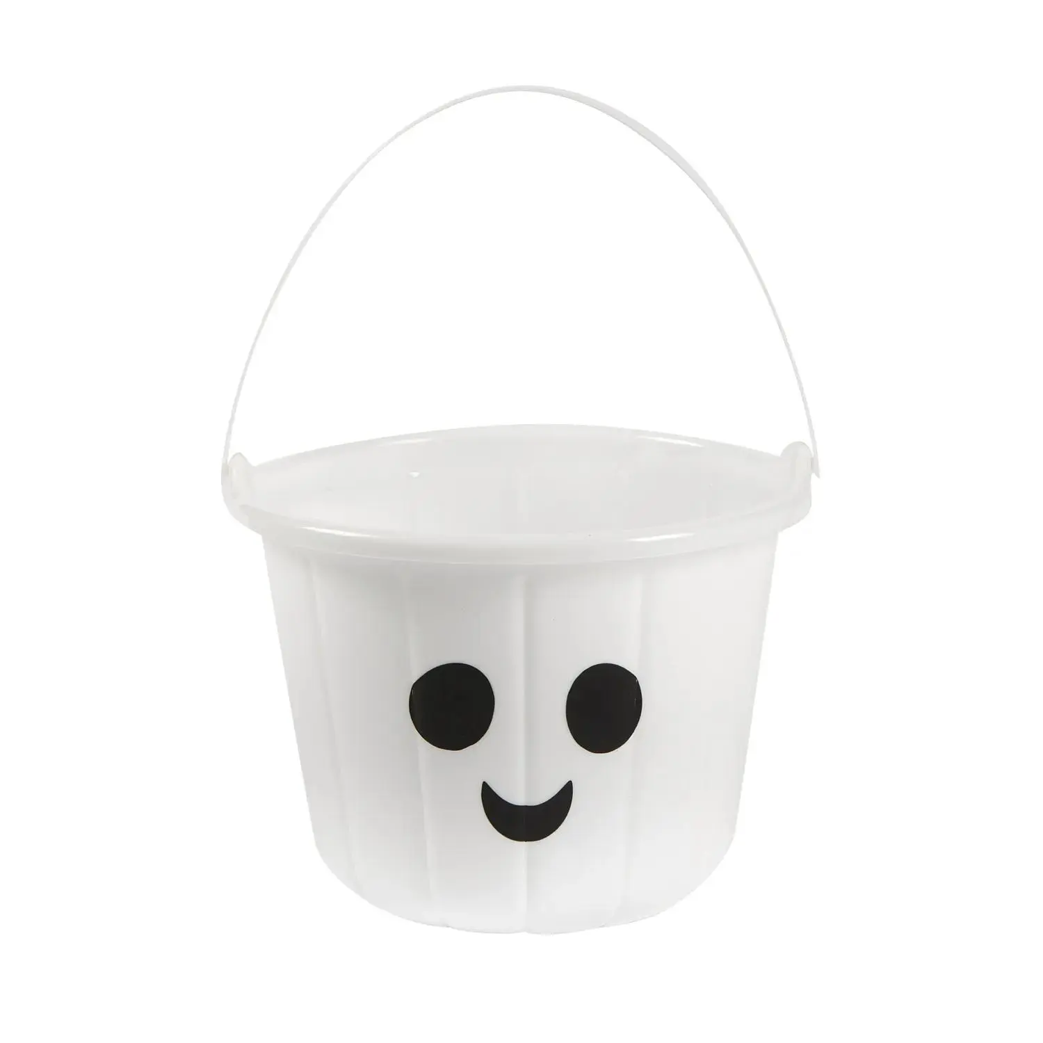 12-Piece Classic Spooky Smiling Ghost White Plastic Halloween Trick-or-Treat Bucket Set, 6.5"x7" Candy Storage Home & Festive Party Supplies Gifts