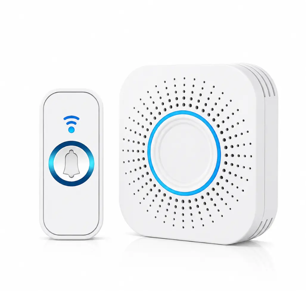 Waterproof Wireless Bell Kit Set - 1000ft Range, 5 Volume Levels with Mute Mode, Volume Control, Both Indoor/Outdoor Use, Easy Setup for Home & Hearing Impaired