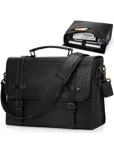 Men's Elegant Vintage Solid Color Briefcase, Fashionable Large Capacity Laptop Bag, Casual Trendy Versatile High-quality Daily Commuting Bag