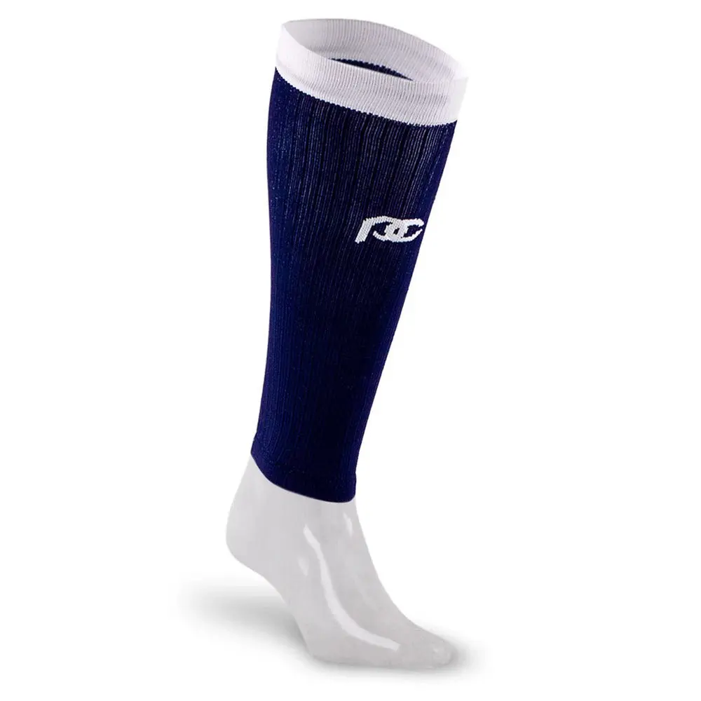 RC Compression Calf Sleeves Navy over White 20-30mmHg Graduated Compression for Performance and Recovery Unisex Fit Knee Socks