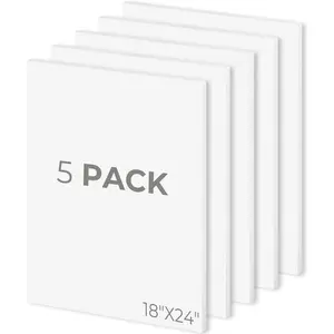 Pack of 5, 18x24 Acid Free White Foam Core Boards 1/8'' Thick for Mounting, Crafts, Display, Presentation and Projects