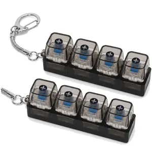 Mechanical Keyboard Keychain Fidget Toy - Purple, 4-Key, LED Lights, Transparent Design, Portable Stress Relief Tool for Focus, Anxiety Calm