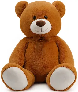Giant Teddy Bear Stuffed Animal 4 Ft,52'' Big Brown Teddy Bear for Girlfriend Boyfriend Wife Mom Fiancée Valentine's Gift,Large Stuffed Bear Plush for Christmas Birthday Baby Shower,Brown