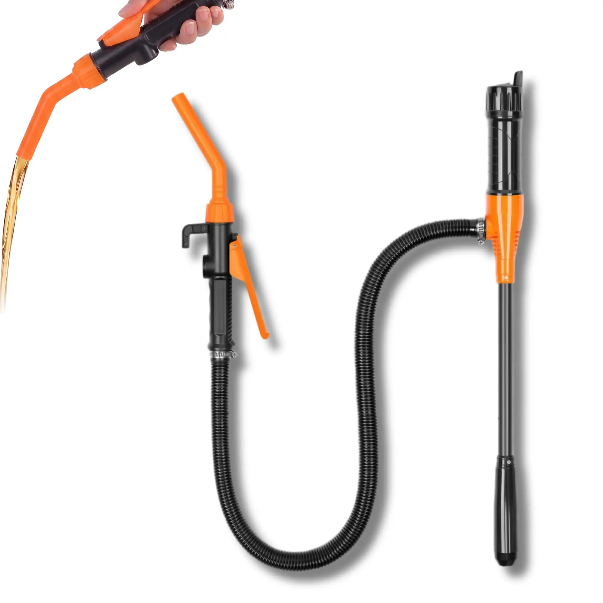 Portable Auto Fuel Transfer Pump - 2.4GPM Flow Rate - Suitable for Gasoline, Light Oil & Non-Portable Water - Fuel-Powered Tools