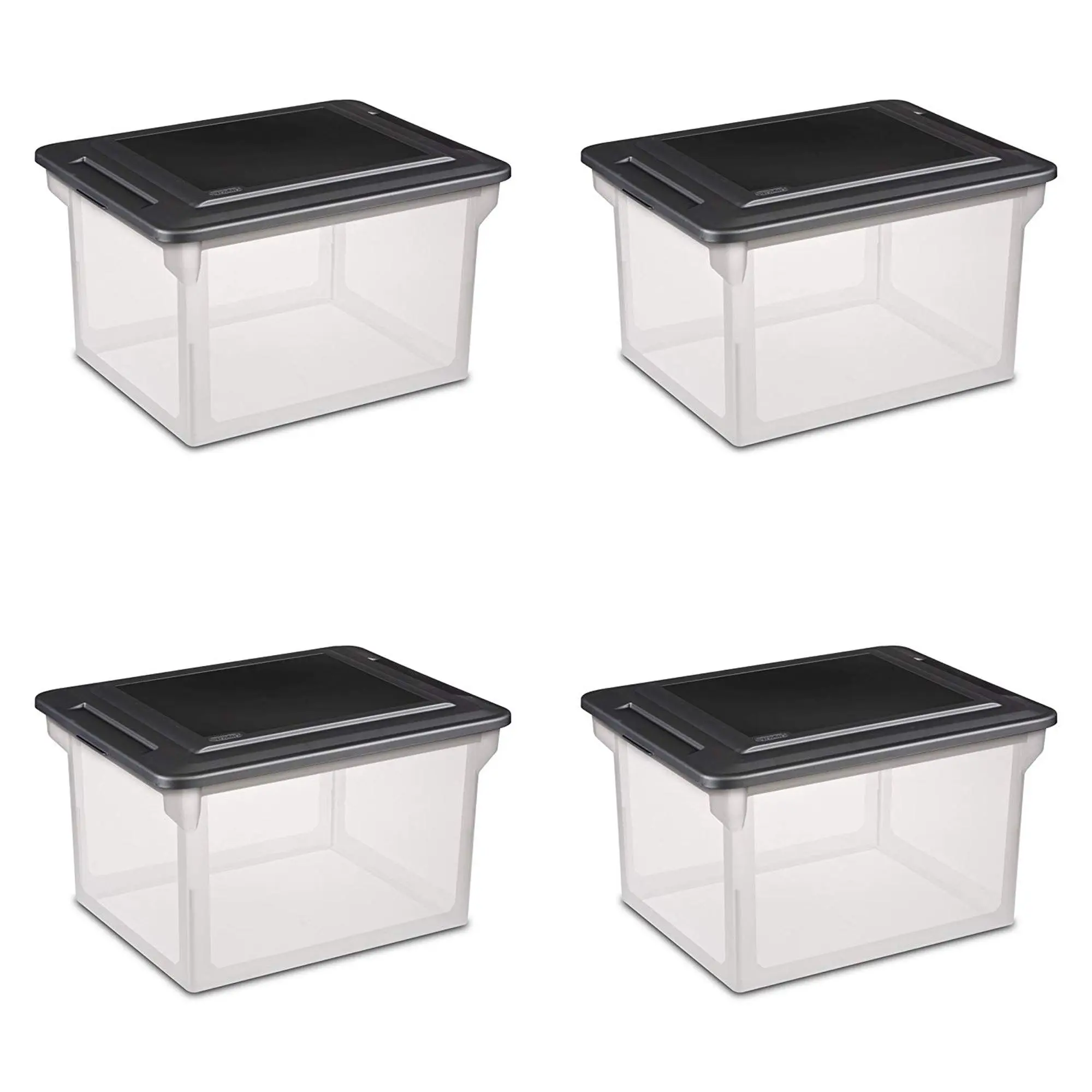 Sterilite Convenient Versatile Clear Organizing Storage File Box w/Lid (4 Pack) Cover Organiser