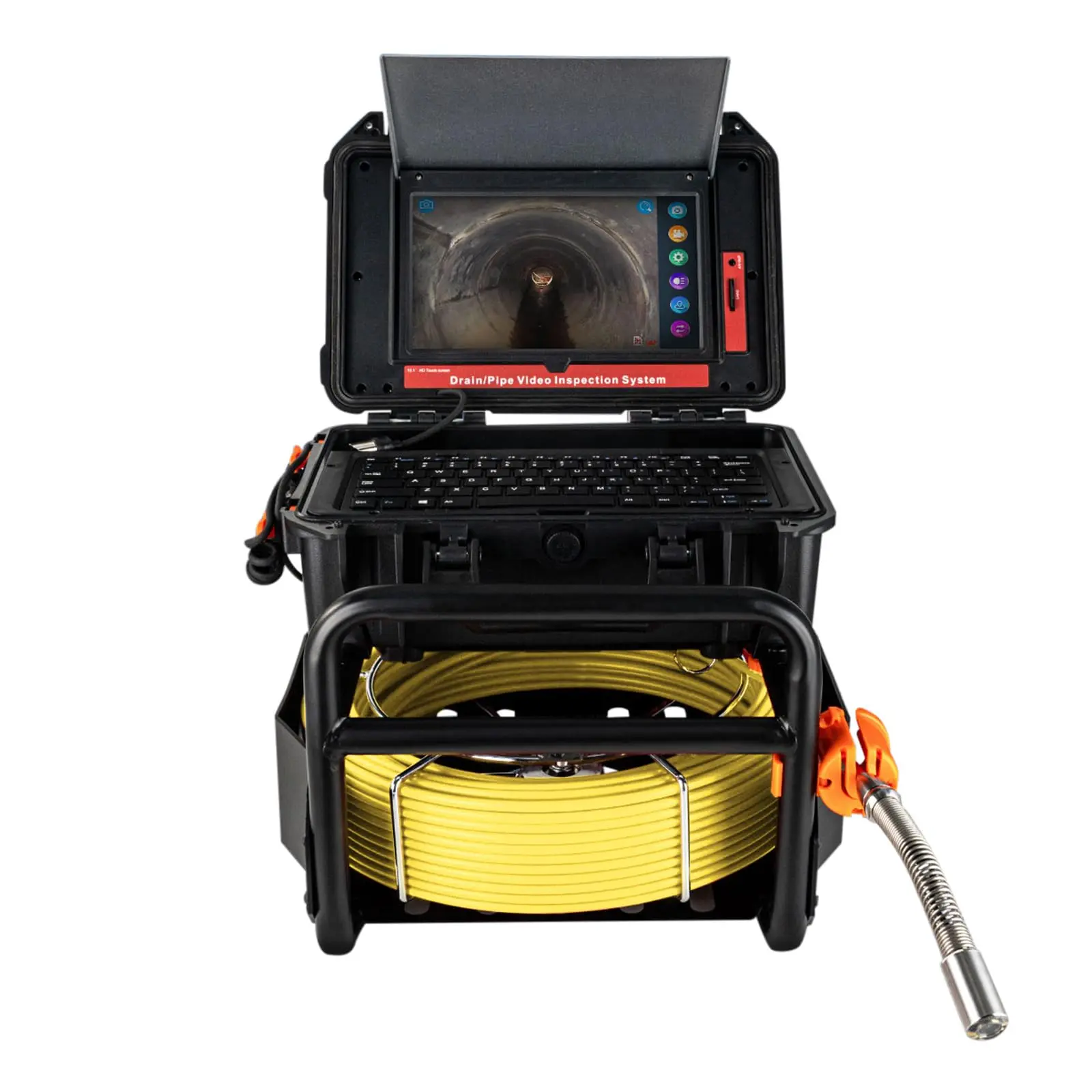 GARVEE Self-Leveling Sewer Inspection Camera System, 10.1in Screen, 300ft Meter Marker Cable, Distance Counter, DVR, IP68 Waterproof Pipe Drain Inspection Camera