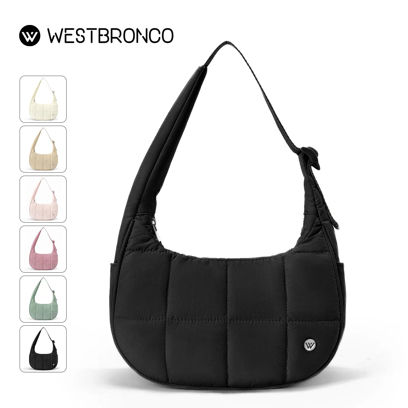 【limited stock】WESTBRONCO Crescent Shoulder Bag Quilted Waterproof Lightweight Travel Gym Purse for Women Adjustable Strap Fashionable Small Puffy Bag Ideal for Her SummerSale