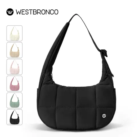 【limited stock】WESTBRONCO Crescent Shoulder Bag Quilted Waterproof Lightweight Travel Gym Purse for Women Adjustable Strap Fashionable Small Puffy Bag Ideal for Her SummerSale, Bags For Women, Sporty Chic, Purse Shoulder Bag