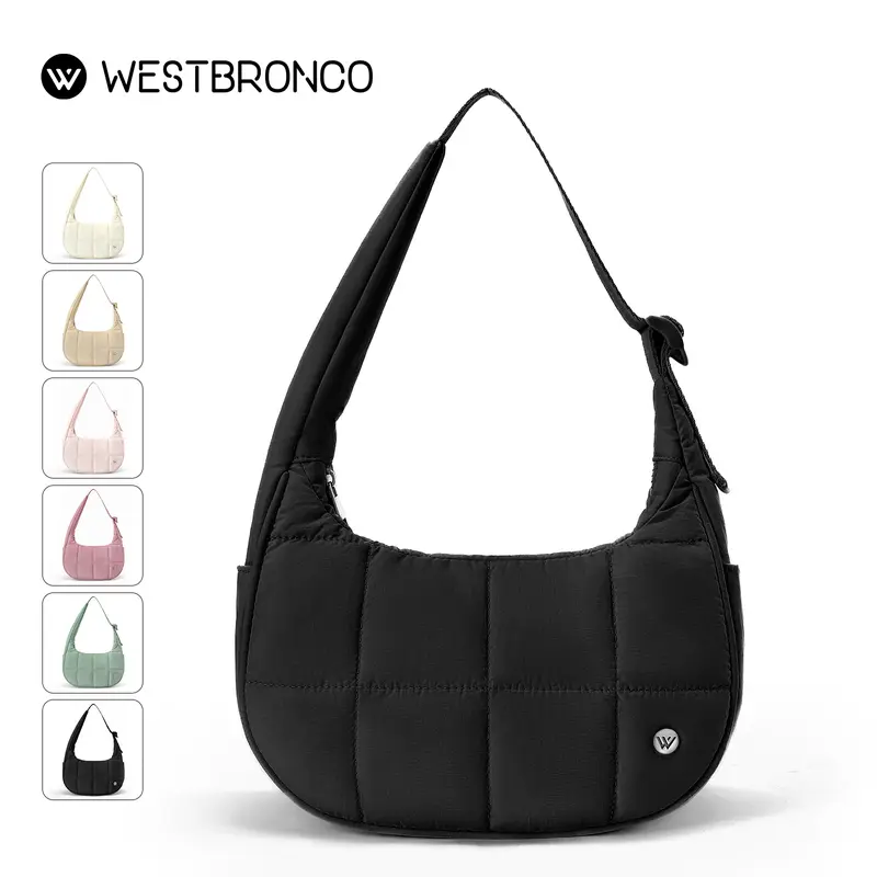 【limited stock】WESTBRONCO Crescent Shoulder Bag Quilted Waterproof Lightweight Travel Gym Purse for Women Adjustable Strap Fashionable Small Puffy Bag Ideal for Her SummerSale, Bags For Women, Sporty Chic, Purse Shoulder Bag