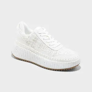 Universal Thread Women's Sneakers Memory Foam Insole Woven Lace-Up White