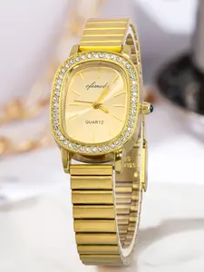 OFIMOBI Small Gold Watches for Women Easy Read Ladies Quartz Wrist Watch with Stainless Steel Expansion Band,Waterproof