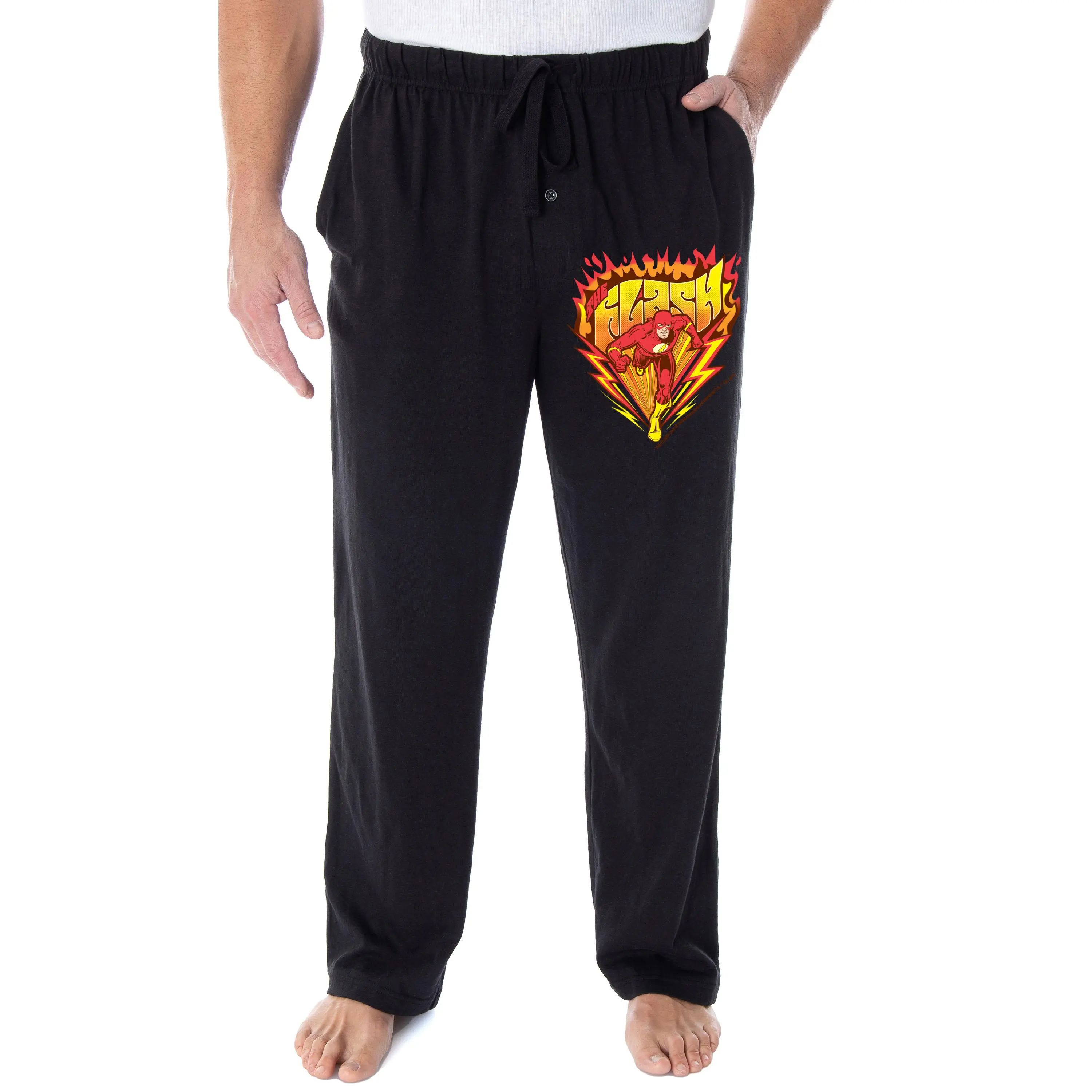 DC Comics Men's The Flash Burning It Up Logo Superhero Loungewear Sleep Pajama Pants