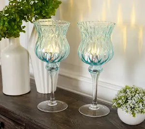 Set of 2 11.5" Illuminated Curved Glass Goblets by Valerie Set of 2 11.5" Illuminated Curved Glass Goblets by Valerie
