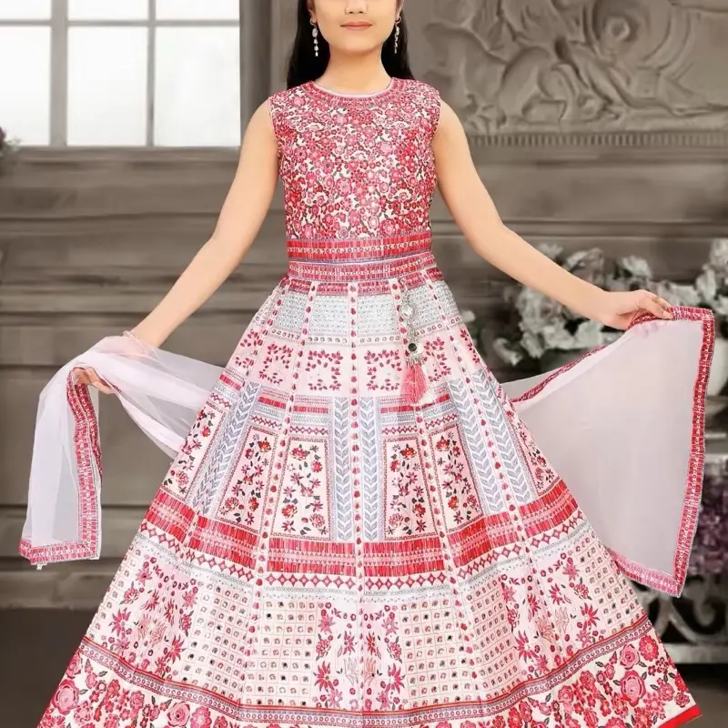 Red and white Lehnga choli
