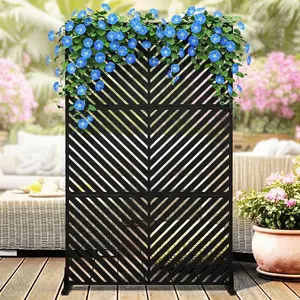 Outdoor Privacy Screen 78" h x 48" w, Heavy Duty Freestanding Metal Garden Privacy Fence Panel, Weatherproof & Rustproof Decorative Room Divider Partition for Patio, Backyard, Balcony, Deck