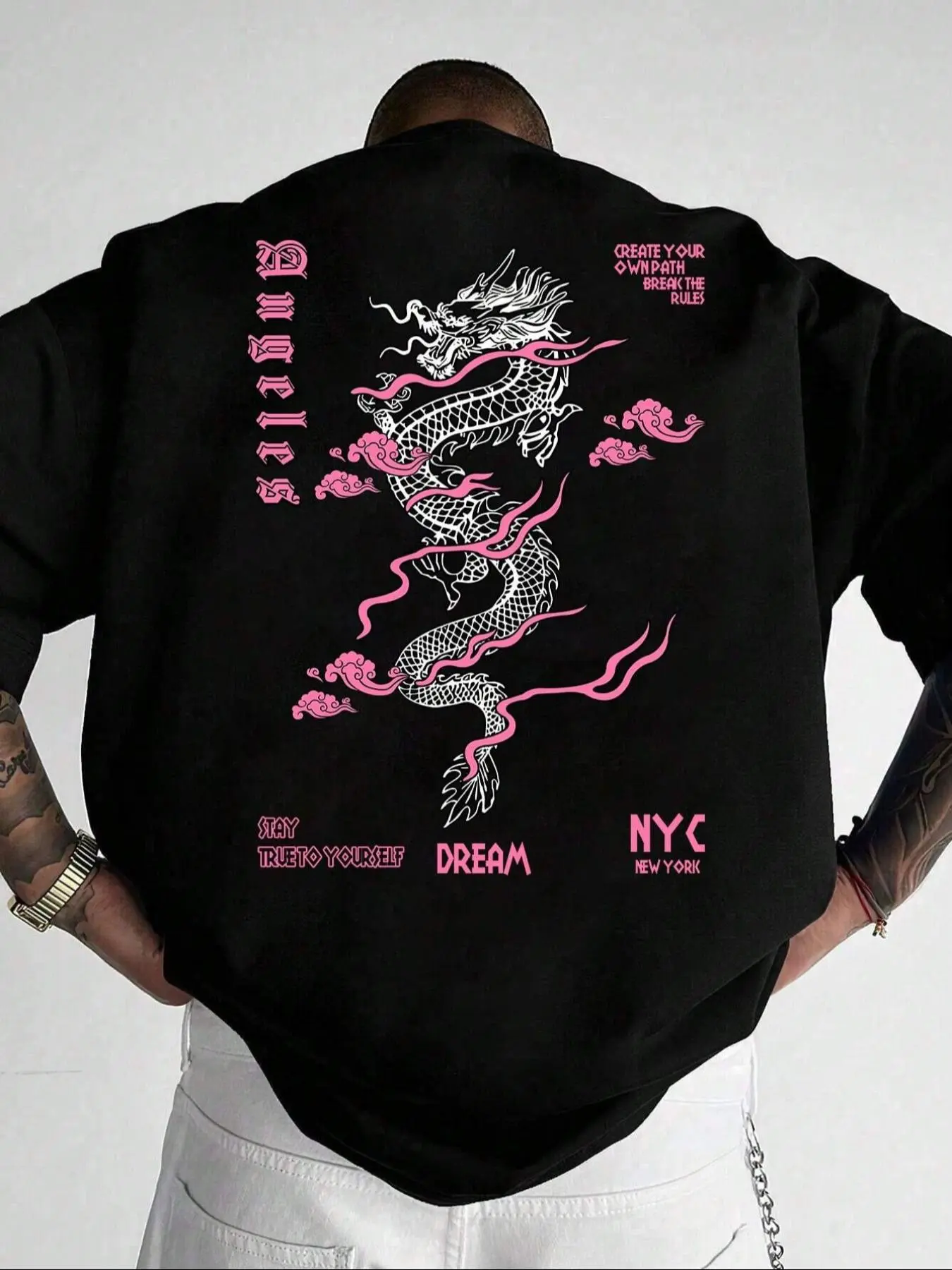 Men's Dragon Graphic Round Neck Casual Crew Neck Short Sleeve Sleep Tee, Casual Trendy Tee, Regular Fit Casual Soft Comfortable T-shirt for Summer for Daily Wear, Sleepwear & Homewear, Apparel T Shirt