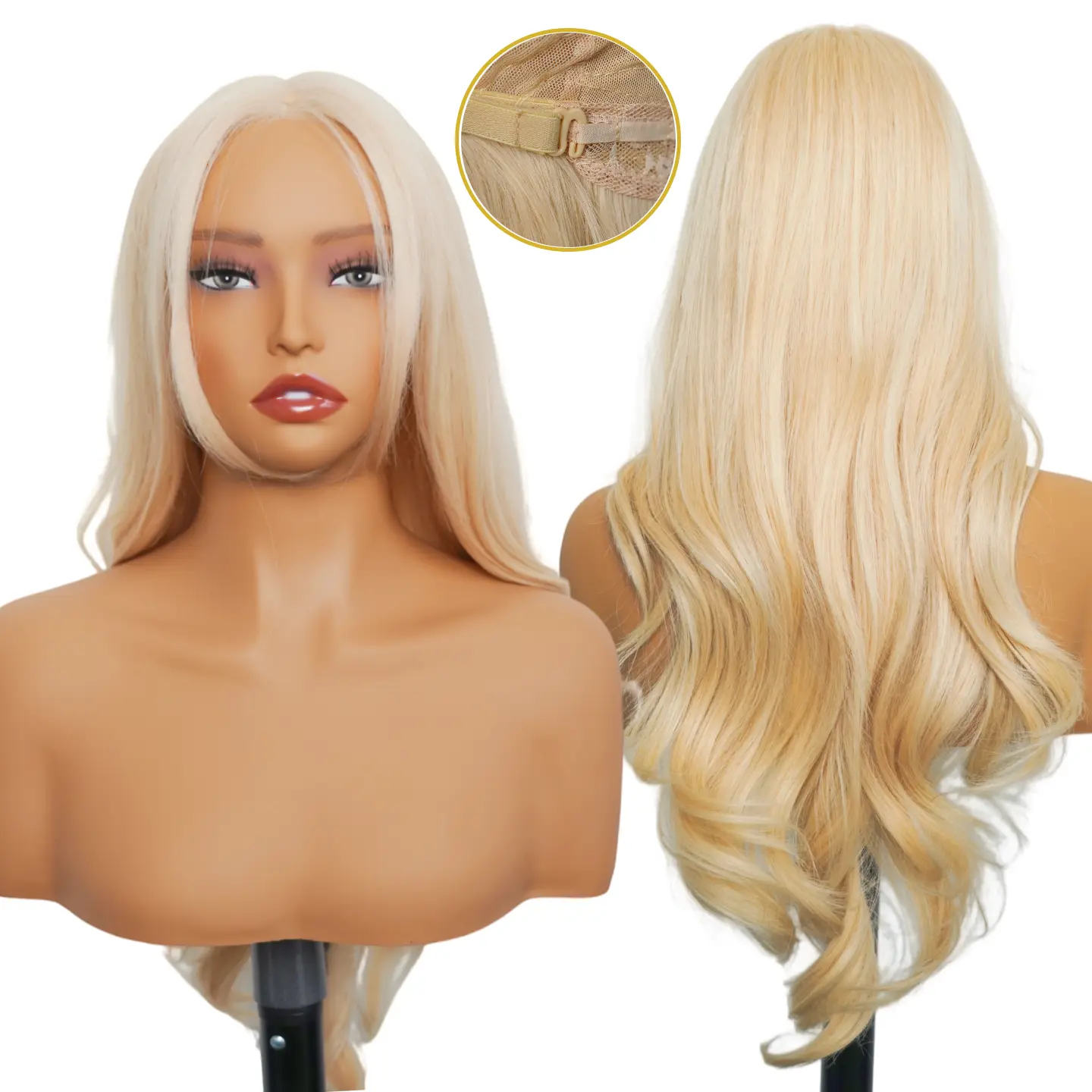 LIVBLEN 26 Inch Soft Blonde Lace Front Wig for Women, 13x1 T-Part Middle Part Loose Wave Wig with Pre-Plucked Hairline and Adjustable Cap