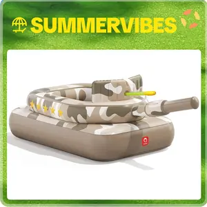 QPAU Inflatable Tank Pool Float for Adults & Kids – Ride-On Camouflage Floaty with Water Cannon, Swim Raft Toy for Boys Girls Ages 6+, Lake Beach Backyard Party Floaties