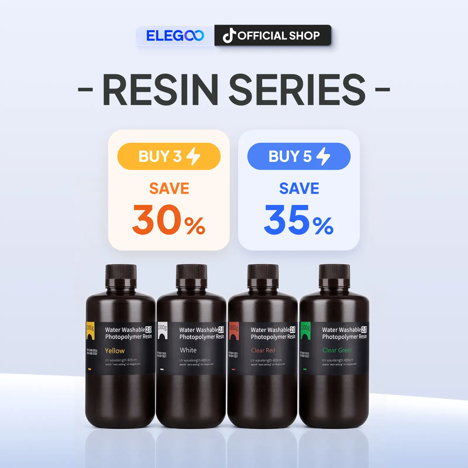 ELEGOO Photopolymer Resin LCD UV-Curing Resin 405nm 3D Printer Resin for Mars Saturn Jupiter MSLA DLP LCD 3D Printing tiktokshopbacktoschool