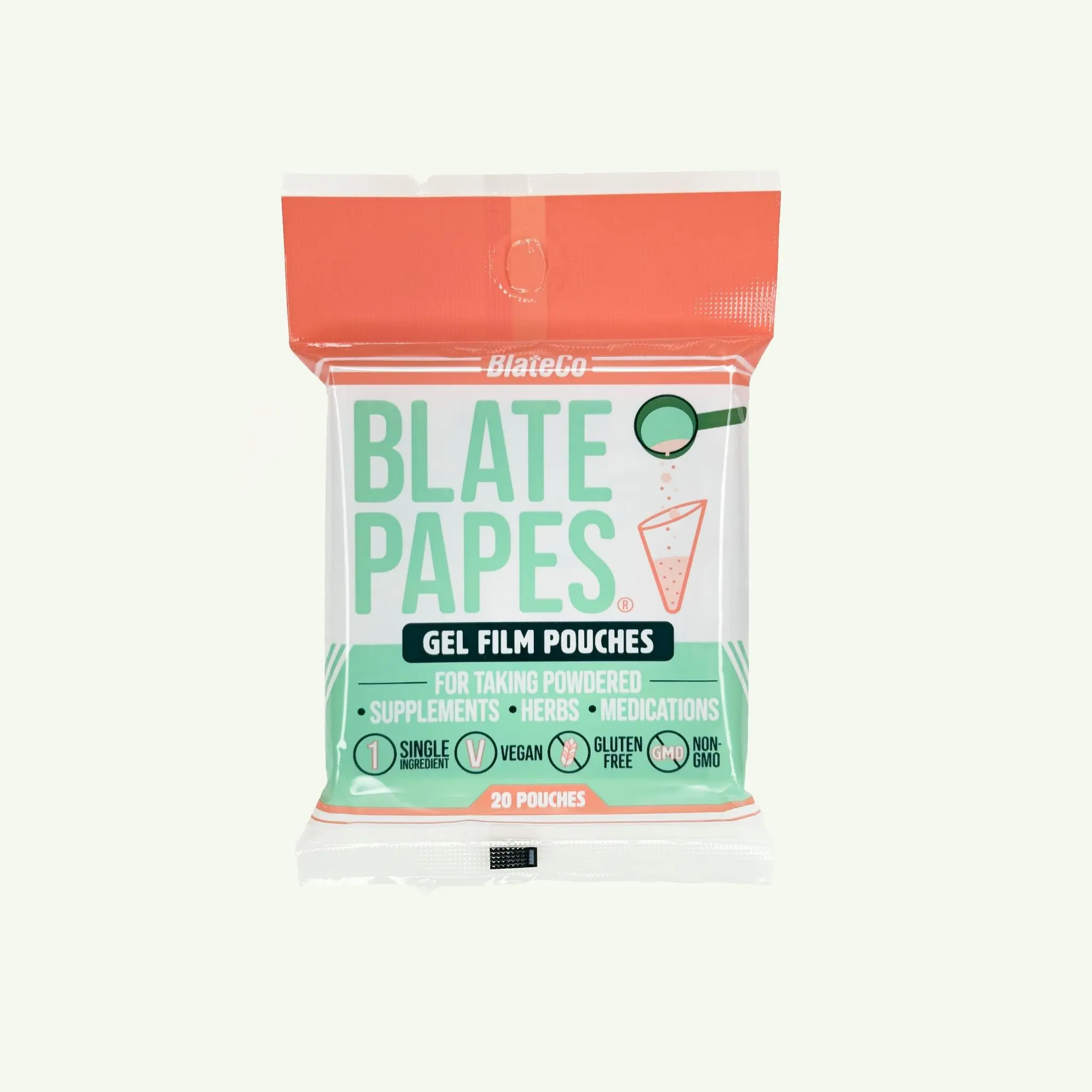 Blate Papes Gel Film Pouches, 20 Count - All Natural Pre-Formed Pouches for Easy Filling, No Taste, Ideal for Herbal & Supplement Powders