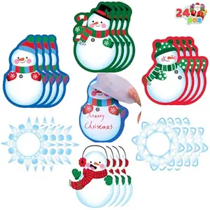 24 PCS Christmas Note Pads Bulk, Cute Sticky Notes School Stationery Office Desk Supplies, Snowflakes Snowman Small Notepads Notes Classroom Prizes Stocking Stuffers Kids Gifts