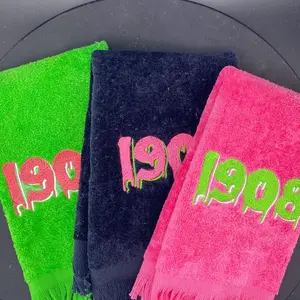 AKA 1908 Drip Stroll Towel - in Lime, Azalea and Black. Personalization Welcome