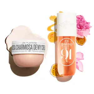 Sol de Janeiro Rosa Charmosa Duo - A Dewy, Juicy Body Care Set Featuring Cheirosa 91 Perfume Mist and Rosa Charmosa Hydrating Body Cream