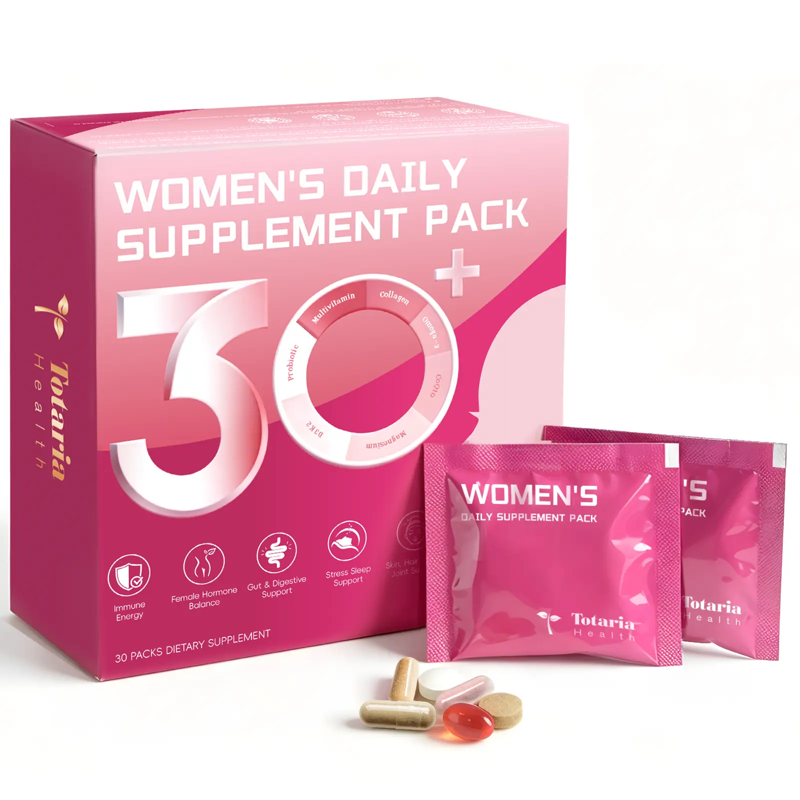 Totaria Beauty Supplement for Women: Premium Collagen + Probiotics + Turmeric + Phospholipid-Rich Krill Oil – Anti-Aging, Glow-Boosting & Daily Stress Support