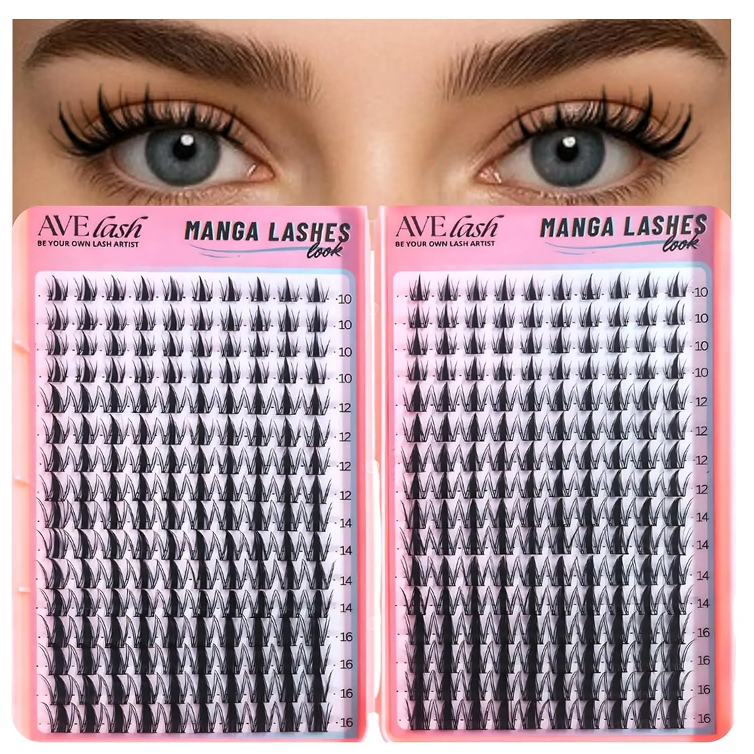Fairy Lash Clusters Manga Natural 320 Pcs Cluster Eyelash Extensions Wispy Eyelash Clusters Anime Cosplay Individual Lash Extensions CC Curve 10-16mm AVELASH Makeup Cosmetic Cosmetic Salon