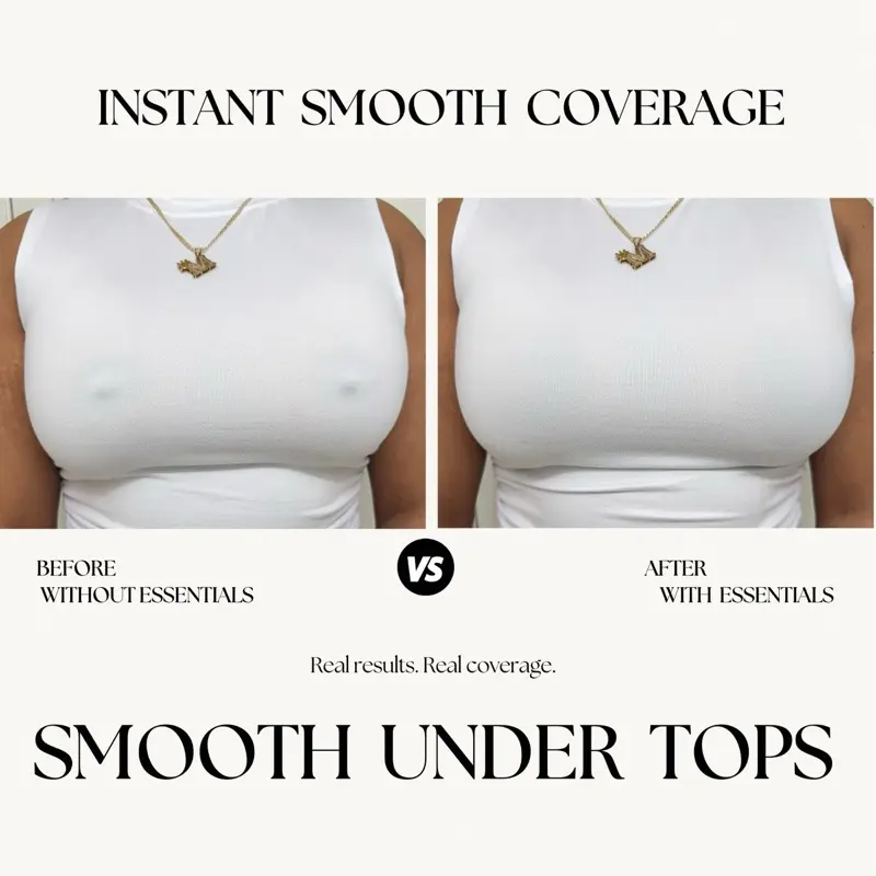 Cocoa Glow - Seamless No Show Covers (2 Pairs, 1 Pouch) – No Glue Center, Invisible Sticky Bra Alternative, Smooth Coverage Under Clothes, Water Resistant, 60+ Wears, Women Nipple Covers