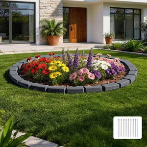 【Summervibes】VEVOR Faux Stone Landscape Edging, 15.5 ft Kit, No Dig Garden Edging Border, Blocks for Lawn, Flower Beds, Yards, 4 Pack Each Section Has 6 Bricks 46.46"L x 3.74"W x 2.24"H, 12 Spikes, Charcoal Black