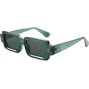 Retro Thick Rectangle Sunglasses for Men Women Trendy Square Chunky Sun Glasses