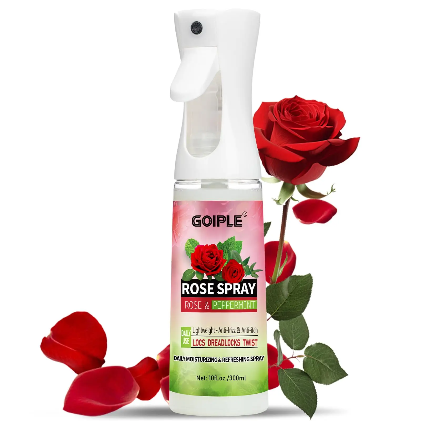 Rose Water Spray for Hair and Locs Scalp Moisturizer Refreshing Dreadlock Spray Hydrating Nourishes Prevents Dry Scalp Daily Use Moisture Hydrate